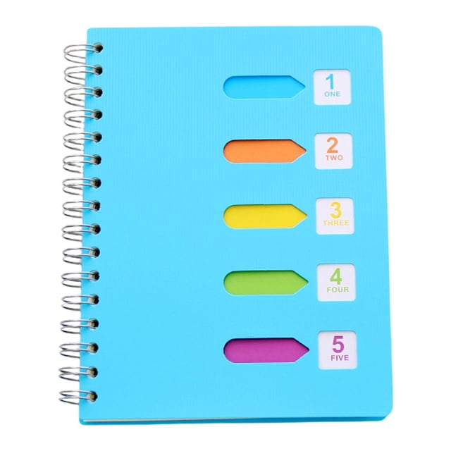 ZTTD 5 Subject Notebook, Spiral Notebooks College Ruled with Dividers Tabs, 240 Pages A5 Office Notebooks for Work, Professional Organizer Notebooks for Note Taking Office, Blue