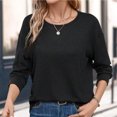 thumbnail image 4 of Timegard Hauts pour Femmes Col Rond Manches Longues Ample Couleur Unie Camisoles Automne Hiver Décontracté Hauts Amples, 4 of 8