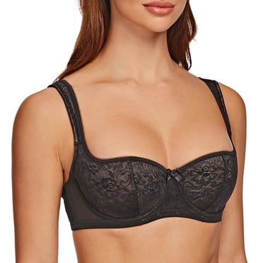 MELENECA Balconette Underwire Sexy Lace Bra for Women Black 42F