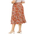 thumbnail image 3 of Unique Bargains Jupe Midi Portefeuille d'Été pour Femme Grande Taille, Ligne A, Ourlet à Volants, 3 of 7
