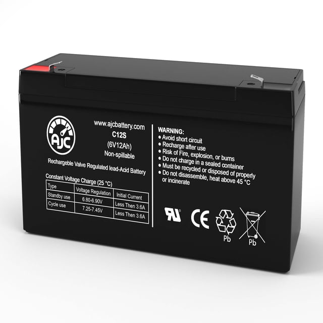 AJC Battery Compatible with York-Wide Light Light 4E4 6V 12Ah Emergency Light Replacement Battery