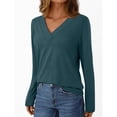thumbnail image 3 of ShomPort Long Sleeve T-Shirts for Womens V-Neck Lightweight Solid Color Soft Blouses Breathable Comfort Daily Elastic Pullover Tees Tops, 3 of 6