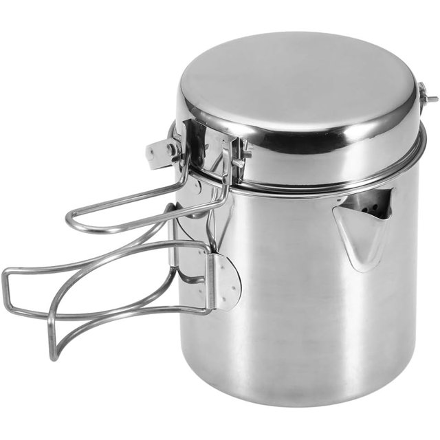 Camping Cookware Portable Outdoor Camping Pots and Pans Set Cook Gear for Family Hiking Camping Silver