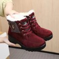 thumbnail image 4 of Pisexur Bottes à la Cheville Classiques à Lacets Bottillon de Randonnée en Suède à Enfiler Botte d'Hiver Légère Décontractée à Talon Compensé Bottes à la Cheville pour Femmes Épaisses et Chaudes Bottes pour Femmes Rouge, 4 of 8
