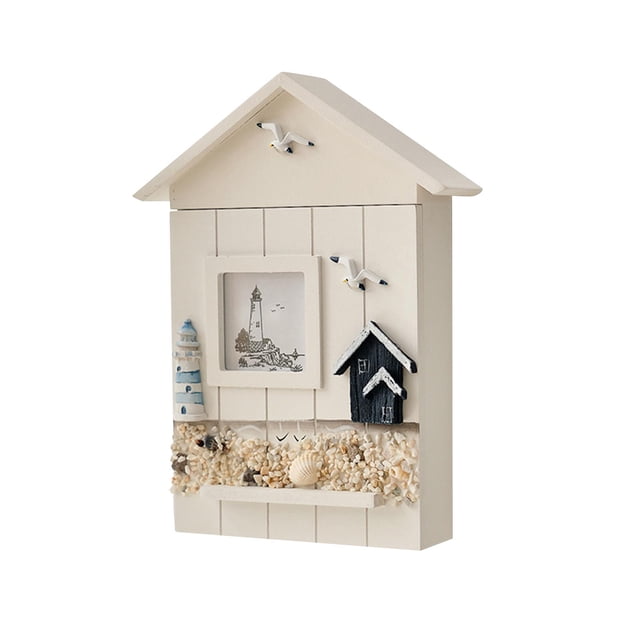 GUOOL Wall Wooden Key Storage Box Key Cabinet Handmade 29.5x5x22.5cm Decorative with 6 A