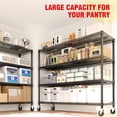 thumbnail image 3 of Commercial Heavy Duty Metal Wire Shelving Unit with Wheels – 4 Adjustable Tiers – 2640 lbs Capacity – Food Service Storage Rack for Industrial, Garage, Kitchen Use – 72"H x 59"W x 18"D, 3 of 7