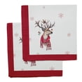 thumbnail image 1 of Vargottam Collection de Luxe Linge de Table Décor Serviette en Coton Tissu Imprimé Serviettes Réutilisables Ensemble de 4, 20 X 20 - Hiver Noël Cerf, 1 of 6