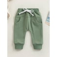 thumbnail image 2 of Faithtur Baby Boys Sweatpants, Elastic Waist Drawstring Solid Fall Trousers with Pockets for Casual Daily, 2 of 7