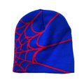 thumbnail image 1 of Decodeary Winter Look With Stylish Spider Web Hat Versatile Style Spider Web Beanie Hat blue red, 1 of 6