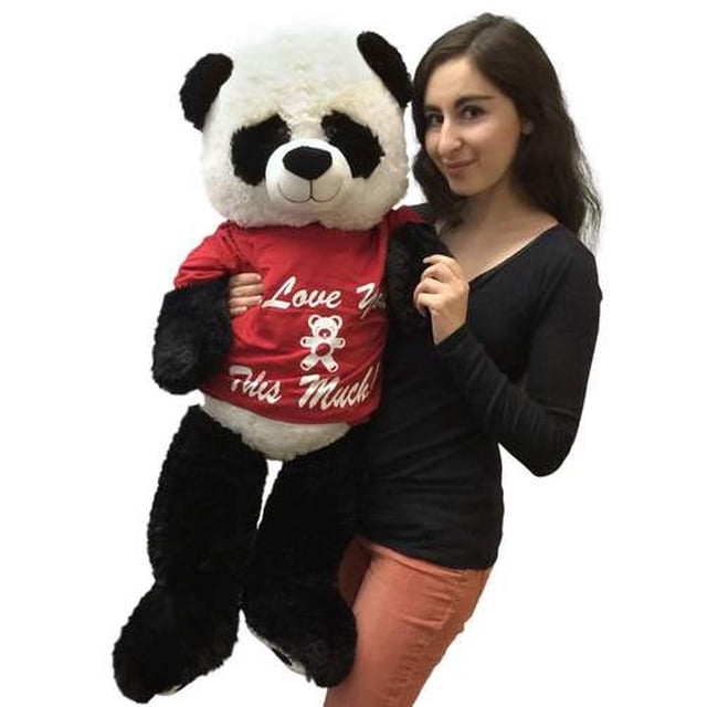 3 Foot Giant Stuffed Panda 36 Inch Soft Wears Removable Tshirt I Love You This Much
