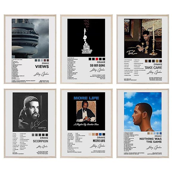 6-pack Drake Posters - Music Album Covers - Aesthetic Wall Art for Home - Decoration - Gifts - Unframed