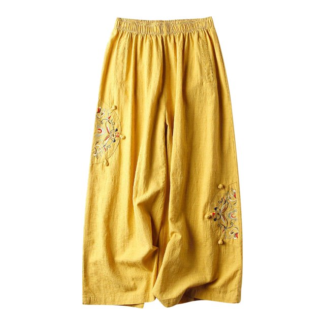 FNFYFH Liquidation Pantalon en Lin et Coton Doux pour Femme Ample