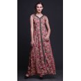 thumbnail image 2 of Bimba Feuilles Femmes Longue Florale Fête Col en V Robe Fendue devant Sans Manches Maxi Robe-Petit, 2 of 5