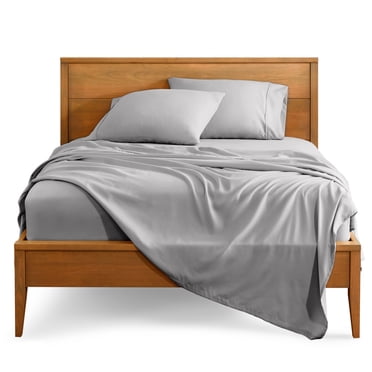 Bare Home Premium 1800 Collection Ensemble de Draps 4 Pcs, Très Grand, Gris Pâle