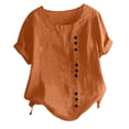 thumbnail image 1 of Mode Femme Été Col Rond Loisirs Manches Courtes Uni Boutons Hauts, 1 of 6