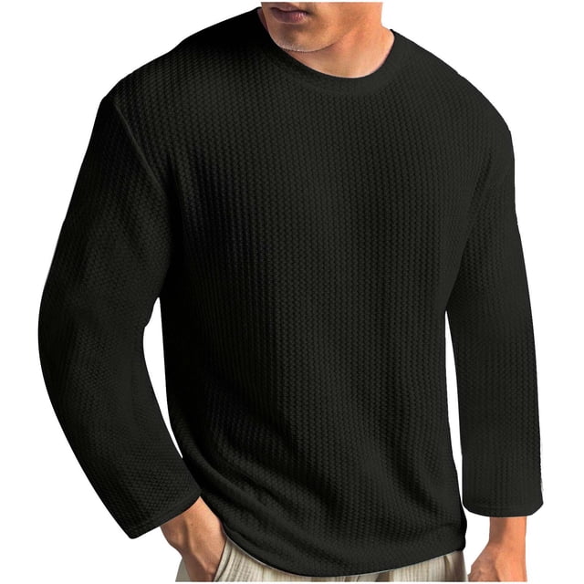 RXIRUCGD T-shirt Tricoté d'Été Uni à Col Rond à Manches Courtes pour Homme, Noir, Taille : L