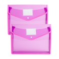 thumbnail image 2 of 2PCS Documents Holder Envelope Folder, File Storage Bag with Button Transparent Plastic, Certificate File Holder Document Folder, Pink, 2 of 5