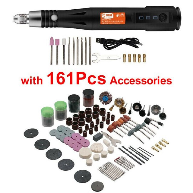 Kit d'Outils de Gravure Micro Graveur Électrique 161 Pcs Mini DIY Métal Verre Bois