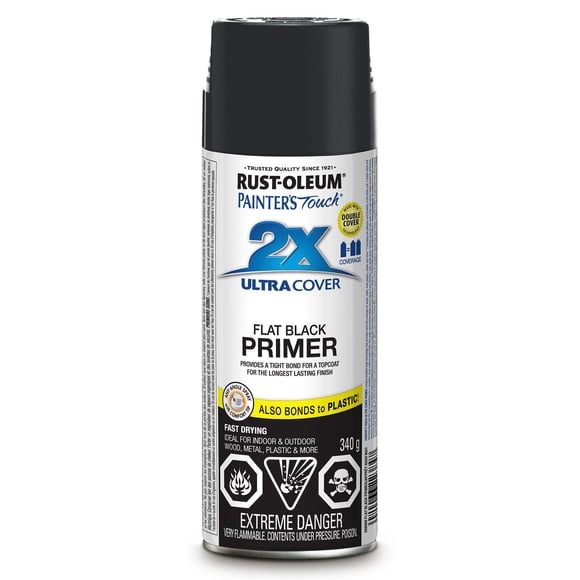 Rust-Oleum Painter's Touch 2X Ultra Cover Multi-Purpose Primer in Black, 340g Aerosol Spray Paint
