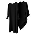 thumbnail image 4 of LUOGENLI Dress Girls Round Neck Ruffled Solid Color Dress with Pattern Flounce Maxi Dress for Girls Summer Cotton Black 7-8Years, 4 of 4