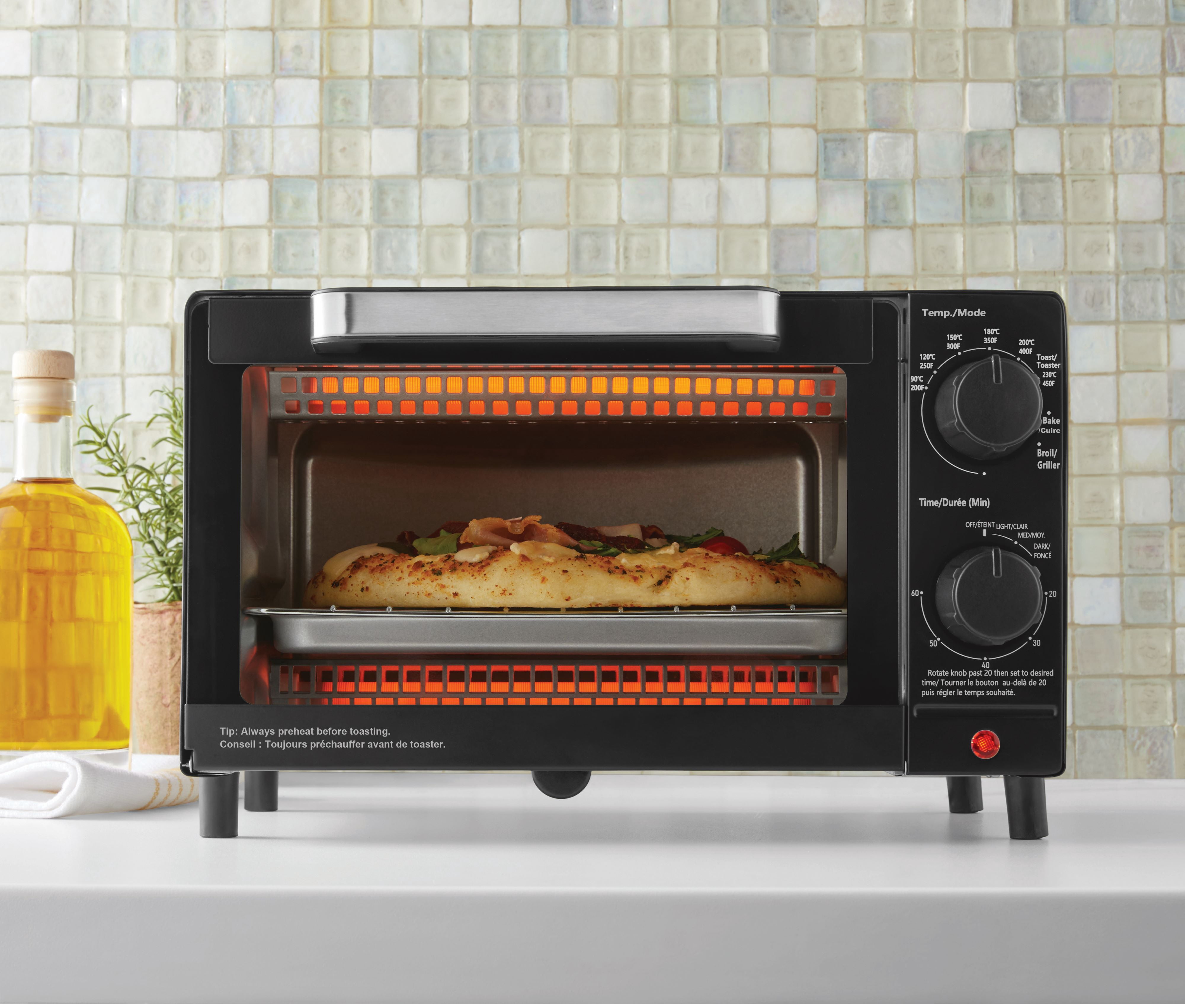 Mainstays Four Grille-Pain 4 Tranches de Comptoir avec 3 Réglages, inclut Grille et Plateau de Cuisson, Noir, Neuf