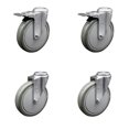 thumbnail image 1 of Ensemble de Roulettes Pivotantes en Polyuréthane avec Trou de Verrouillage de 4 L/6 Pouces x 1.25 Pouces Roues Grises - Inclut 2 avec Freins de Verrouillage Total - Capacité Totale de 1400 lbs - Marque Service Caster, 1 of 4