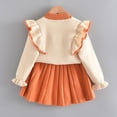 thumbnail image 3 of Cowsor Toddler Girls' Ruffle Cardigan & Pleated Skirt Set – Knitted, Cute (1-6Y), 3 of 6