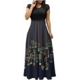 thumbnail image 2 of SMihono Robe Maxi Bohème d'Été pour Femmes Grande Taille Robe d'Été Colorée à Imprimé Floral pour Femmes Robes à Manches Courtes Robe Maxi Décontractée de Plage Robe Évasée de Plage, 2 of 5