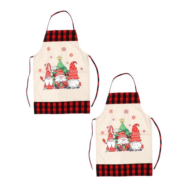 Oleegame 2PC Pretty Apron 1PCS Christmas Apron Funny Cartoon Apron Style Christmas Santa Snowman Christmas Dinner Party Cooking Baking Barbecue Crafting House Cleaning Kitchen