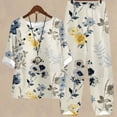 thumbnail image 5 of Birdeem Ensemble Deux Pièces pour Femmes d'Été Imprimé, Haut Court à Manches Mi-Longues à Col Rond + Pantalon Décontracté, Ensemble de Détente, 5 of 5