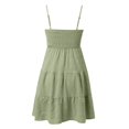 thumbnail image 5 of JIRNDf Robe d'Été pour Femmes Tendance 2025 Courte Unie Ourlet à Volants Courte Sans Manches Mini Aguichant Robes d'Été pour Femmes Robe Bohème Vert P, 5 of 5