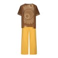 thumbnail image 4 of Ensembles d'Été Deux Pièces pour Femmes Imprimé Col Ras du Cou Manches Courtes Chandail à Enfiler Hauts + Pantalons Ensemble Pantalons Ensembles Femmes Tenues 2 Pcs en Liquidation, 4 of 6