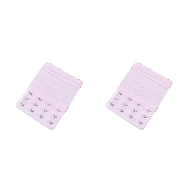 Baohd Extension Strap Bra Extender Buckle 3 Rows 3 Hooks Women Multicolor Lengthened Band Lingerie Replacement Intimates pink 2Set