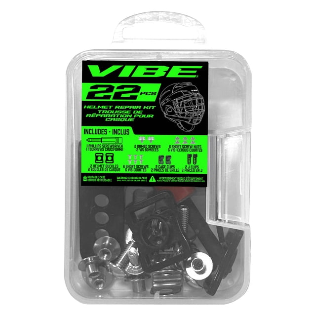 VIBE Hockey 22pc Hockey Helmet Repair Kit including Tools and Replacement Pieces