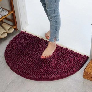 Tapis de bain semi-circulaire, Rugs de bain en microfibre ultra doux et absorbant, Tapis de bains en peluche Shaggy, Laver à la machine, Tapis pour salle de bains, Tub et douche