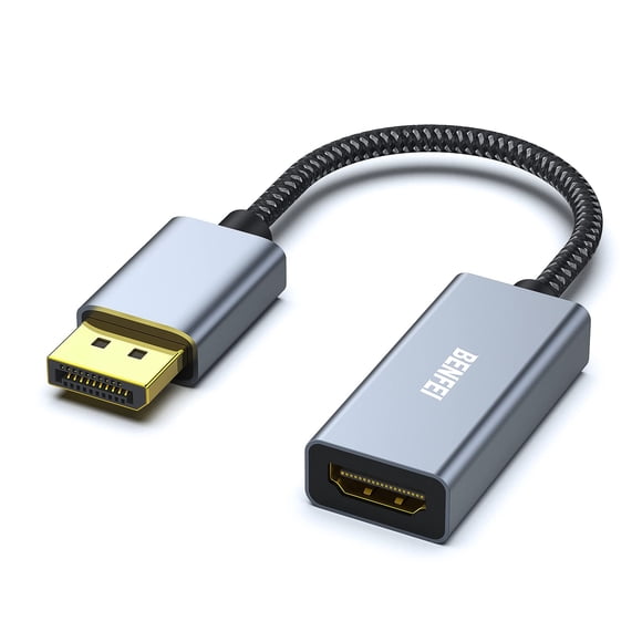 BENFEI 4K DisplayPort to HDMI Adapter cable, (2K 60Hz, 1080p 120Hz) Uni-Directional Display Port to HDMI Monitor converter compatible for HP, Dell, gPU, AMD, NVIDIA, More Male to Female