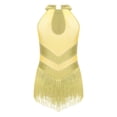 thumbnail image 2 of Yeahdor Robe de Danse Latine Sans Manches à Paillettes pour Filles, Robe Justaucorps de Jazz, Rumba Samba Salsa Cha Cha, Tenue de Danse de Salon Jaune 10, 2 of 5