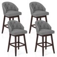 thumbnail image 1 of Costway 31" Bar Stools Set of 4 with Rubber Wood Frame Swivel Seat Footrest & Rivet, 1 of 9