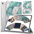 thumbnail image 1 of iPad PRO 12.9 Inch 2018 3rd Gen [ Pro 12.9 3 ] A1876 A2014 MTHN2LL/A MTHU2LL/A MTEL2LL/A MTEM2LL/A Printed Slim Lightweight Protective PC Dual Angle Stand Clear Flip Back Cover - Marble Green, 1 of 5