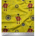 thumbnail image 1 of Soimoi Yellow Rayon Fabric Cartoon Machine & Gear Parts Hardware Fabric Prints By Yard 42 Inch Wide, 1 of 3