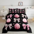 thumbnail image 2 of Erosebridal Ensembles de Couette Œufs de Pâques Roses Taille Simple pour Filles, Couettes et Duvets Nœud de Princesse, Noir, Réversible 2 Pcs, 2 of 8