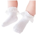 thumbnail image 3 of Zanarzt Girl Ruffle Dress Ankle Socks Baby Socks Spring and Fall Cotton Baby Socks Lace Stretch Boneless Girls Lace Lace Mid Calf Socks White,9-12 Years, 3 of 6