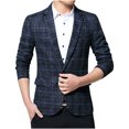 thumbnail image 1 of XZNGL Mens Suit Jacket Fine Check Woolen Mens Slim and Handsome Suit Top, 1 of 3
