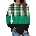 thumbnail image 1 of KIHOUT Chandails en Molleton de Mode pour Femmes, Manches Longues Décontractées à Carreaux Patchwork Col Rond Ample Blouse Chandail Tops, Taille P-2TG, 1 of 5
