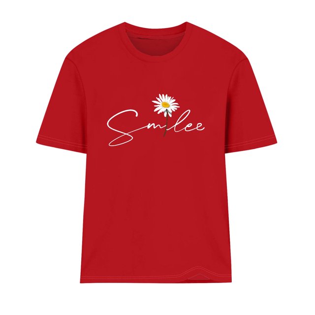 Babysbule Liquidation de Hauts pour Femmes T-shirt à Col Rond à Lettres Imprimées à Manches Courtes Mode pour Femmes Chemise Décontractée Ample Hauts