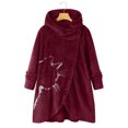 thumbnail image 2 of Women Printed Button Plush Tops Hooded Loose Cardigan Wool Coat Winter Jacket, 2 of 9