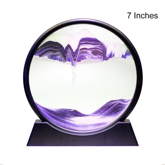 Valentine‘s Day GiftThe Magic Sandscape Crafts 3D Moving Sand Art Painting Ornament Desktop Decoration for Home Living Room Office 7 Inches Purple
