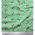 thumbnail image 1 of Soimoi Green Moss Georgette Fabric Bird,Paw & Cocker Spaniel Dog Print Sewing Fabric Yard 42 Inch Wide, 1 of 3