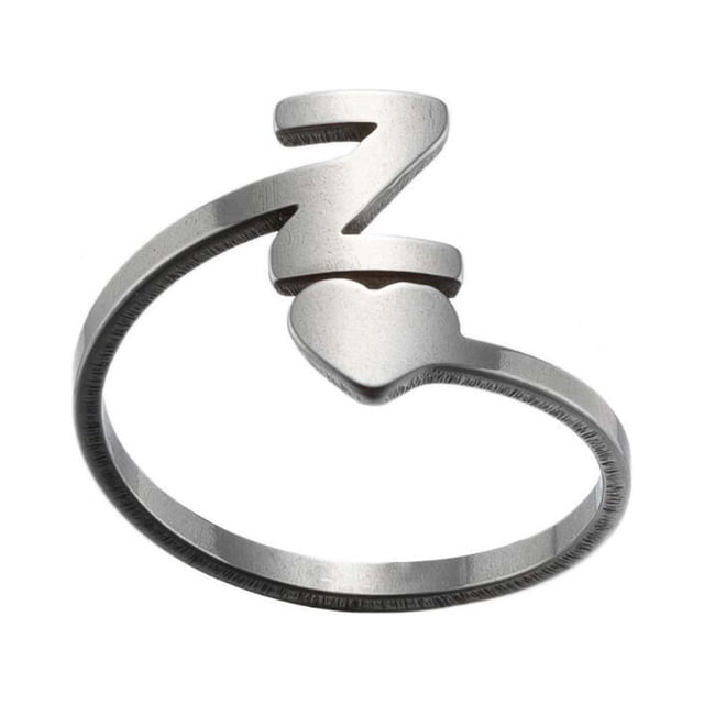 Fashion 26 English Letter Opening Rings Stainless Steel Girls Love Retro Jewelry