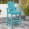 thumbnail image 4 of Costway Outdoor HDPE Bar Height Stool Patio Tall Chair Armrest Footrest All Weather Turquoise, 4 of 8